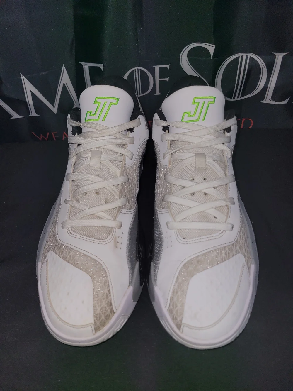 Jordan Men’s Tatum 2 Basketball Shoes - White/Gray/Neon Green